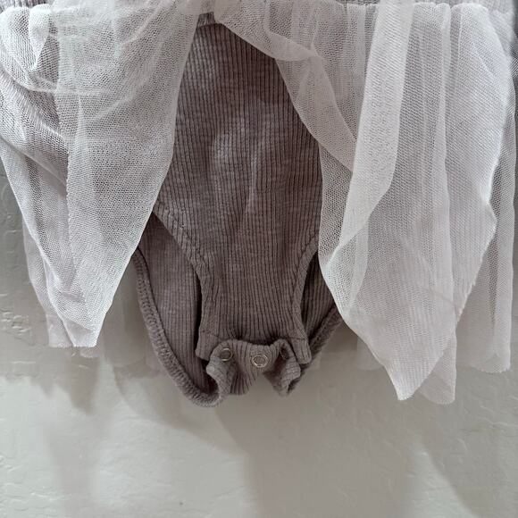 Zara Grey Purple Ribbed Tulle Dance Leotard - Picture 5 of 8